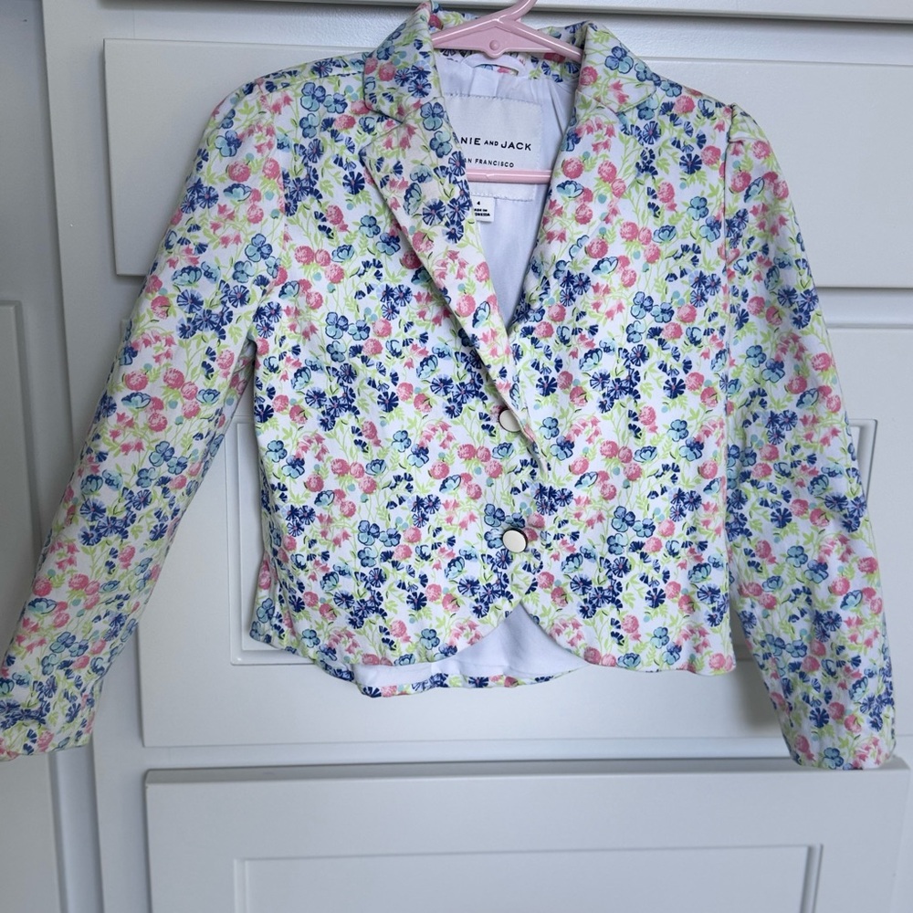 Floral Blazer with Pink and Blue Accents